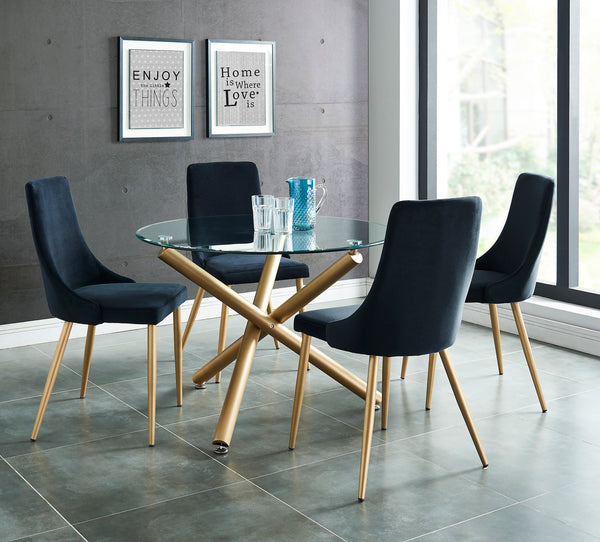 Carmilla Round Dining Table, 40" in Aged Gold