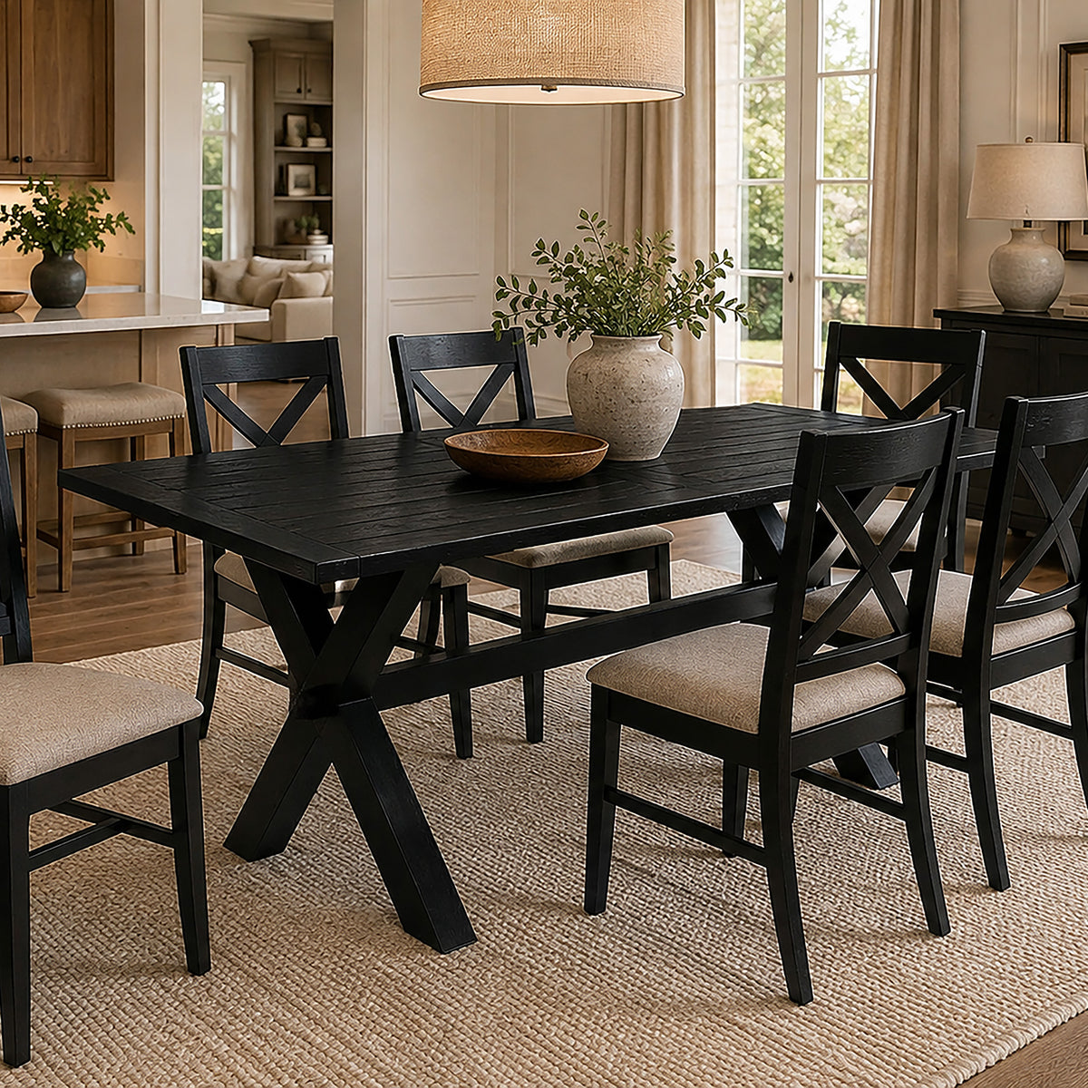 Lance Rectangular Dining Table, 63" – Black – 2