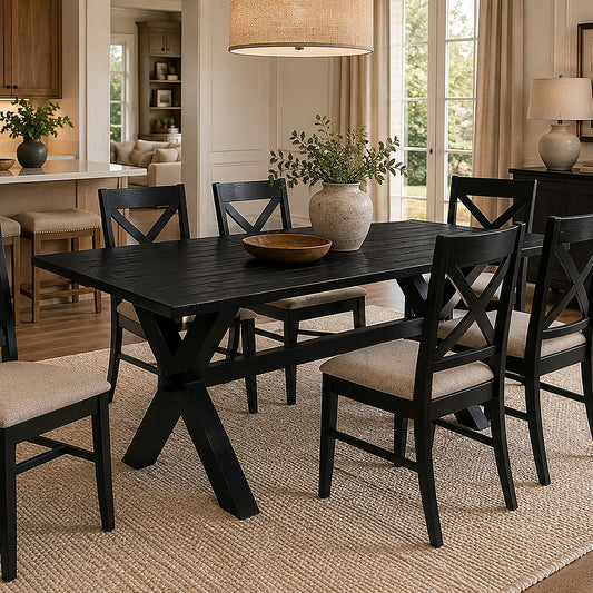 Lance Rectangular Dining Table, 63" – Black – 2