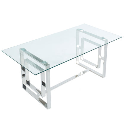 Eros Rectangular Dining Table, 71" – Silver – 5
