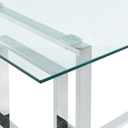 Eros Rectangular Dining Table, 71" – Silver – 6