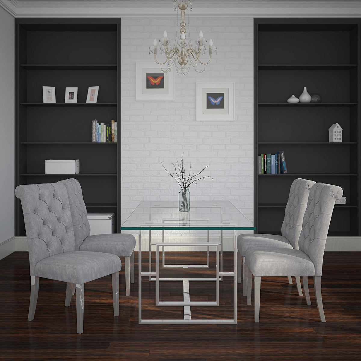 Eros Rectangular Dining Table, 71" – Silver – 7