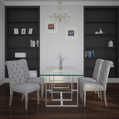 Eros Rectangular Dining Table, 71" – Silver – 7