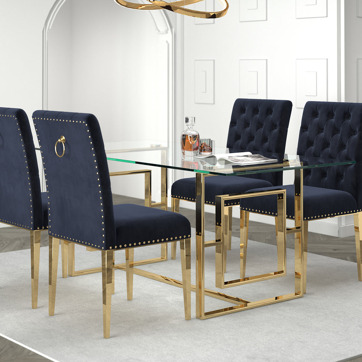 Eros Rectangular Dining Table, 71" – Gold – 2