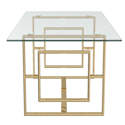 Eros Rectangular Dining Table, 71" – Gold – 4