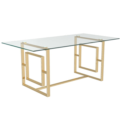 Eros Rectangular Dining Table, 71" – Gold – 1