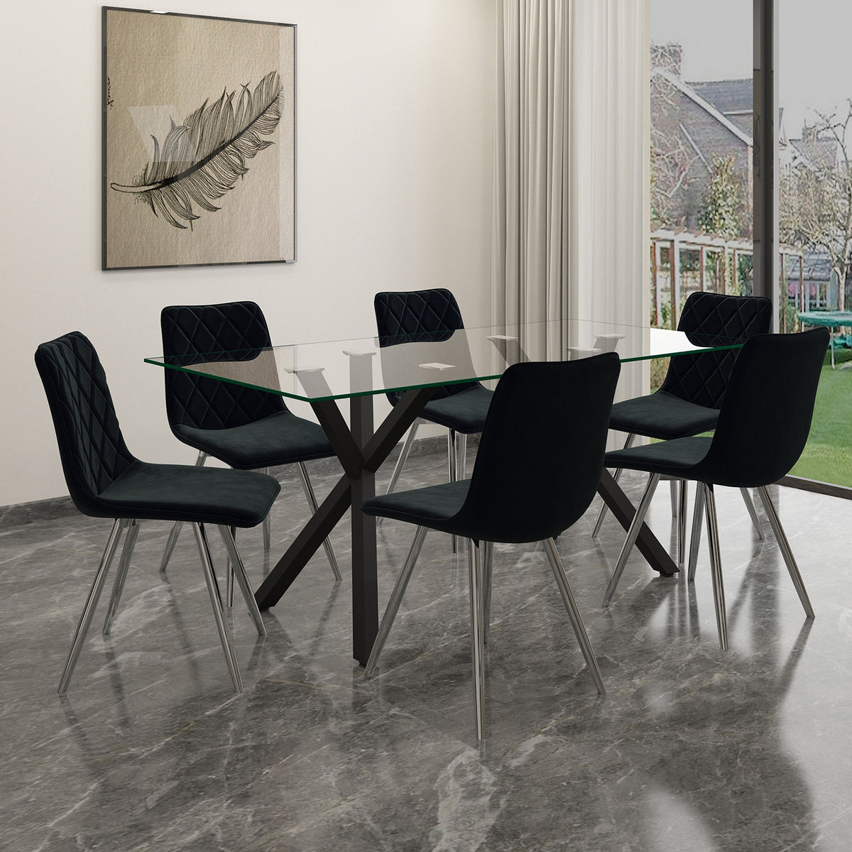 Stark Rectangular Dining Table, 71" – Black – 6