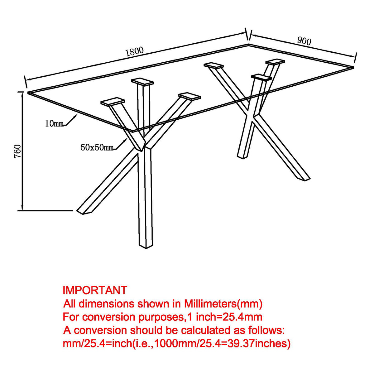 Stark Rectangular Dining Table, 71" – Black – 8