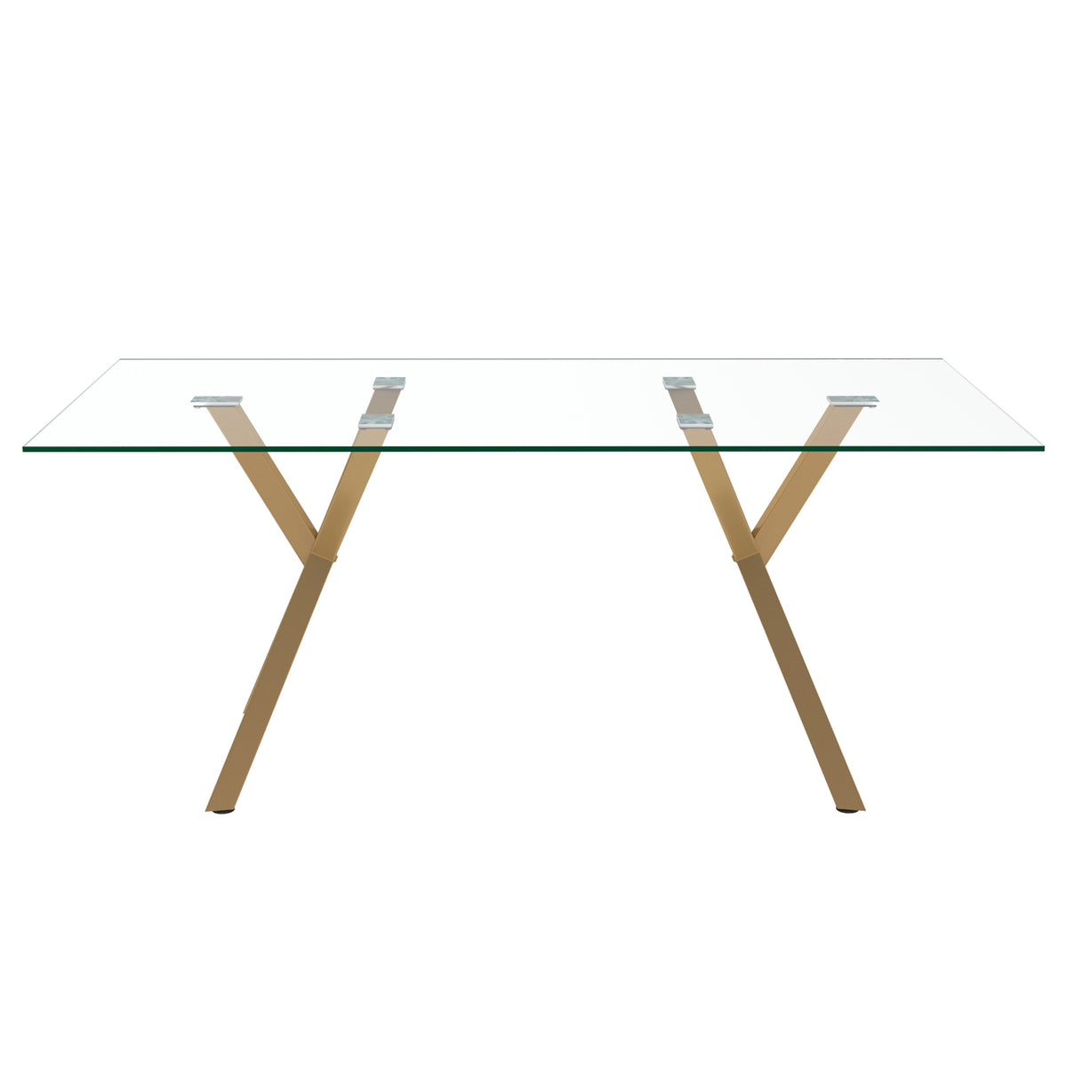 Stark Rectangular Dining Table, 71" – Aged Gold – 3