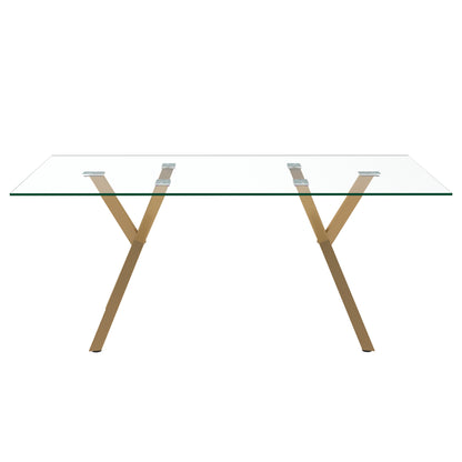 Stark Rectangular Dining Table, 71" – Aged Gold – 3