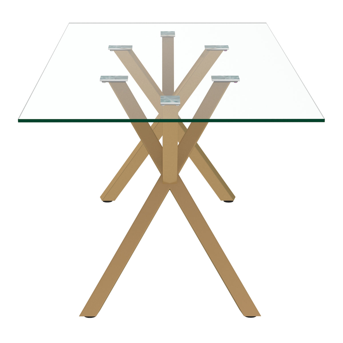 Stark Rectangular Dining Table, 71" – Aged Gold – 4