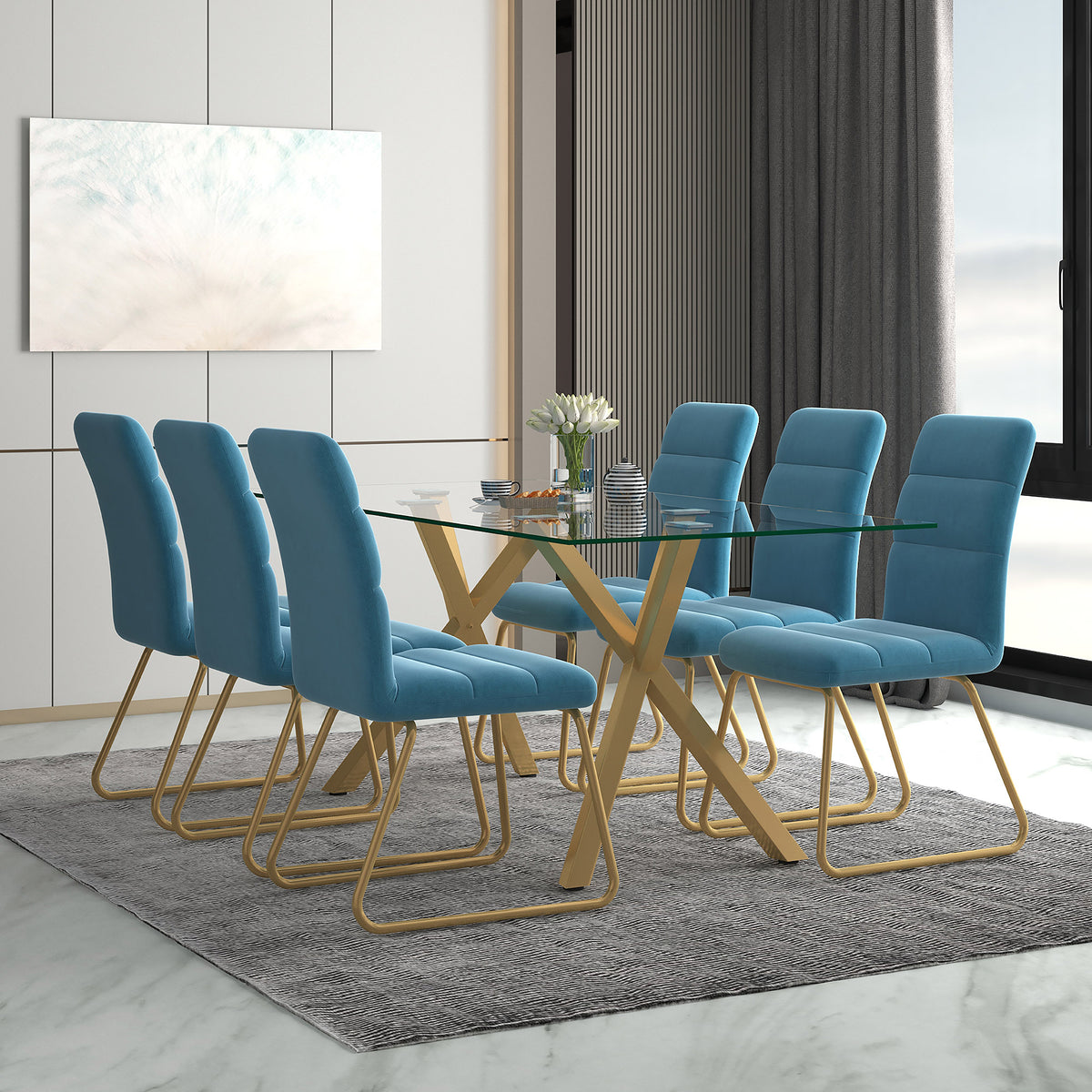 Stark Rectangular Dining Table, 71" – Aged Gold – 7