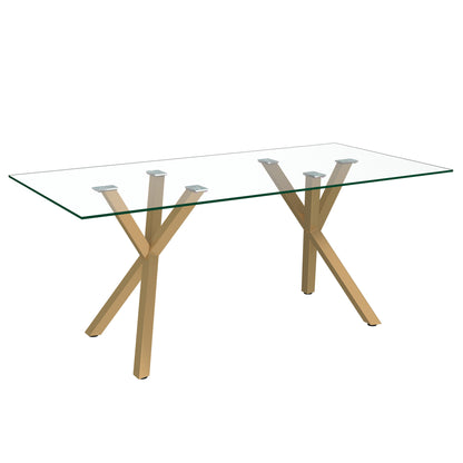 Stark Rectangular Dining Table, 71" – Aged Gold – 1