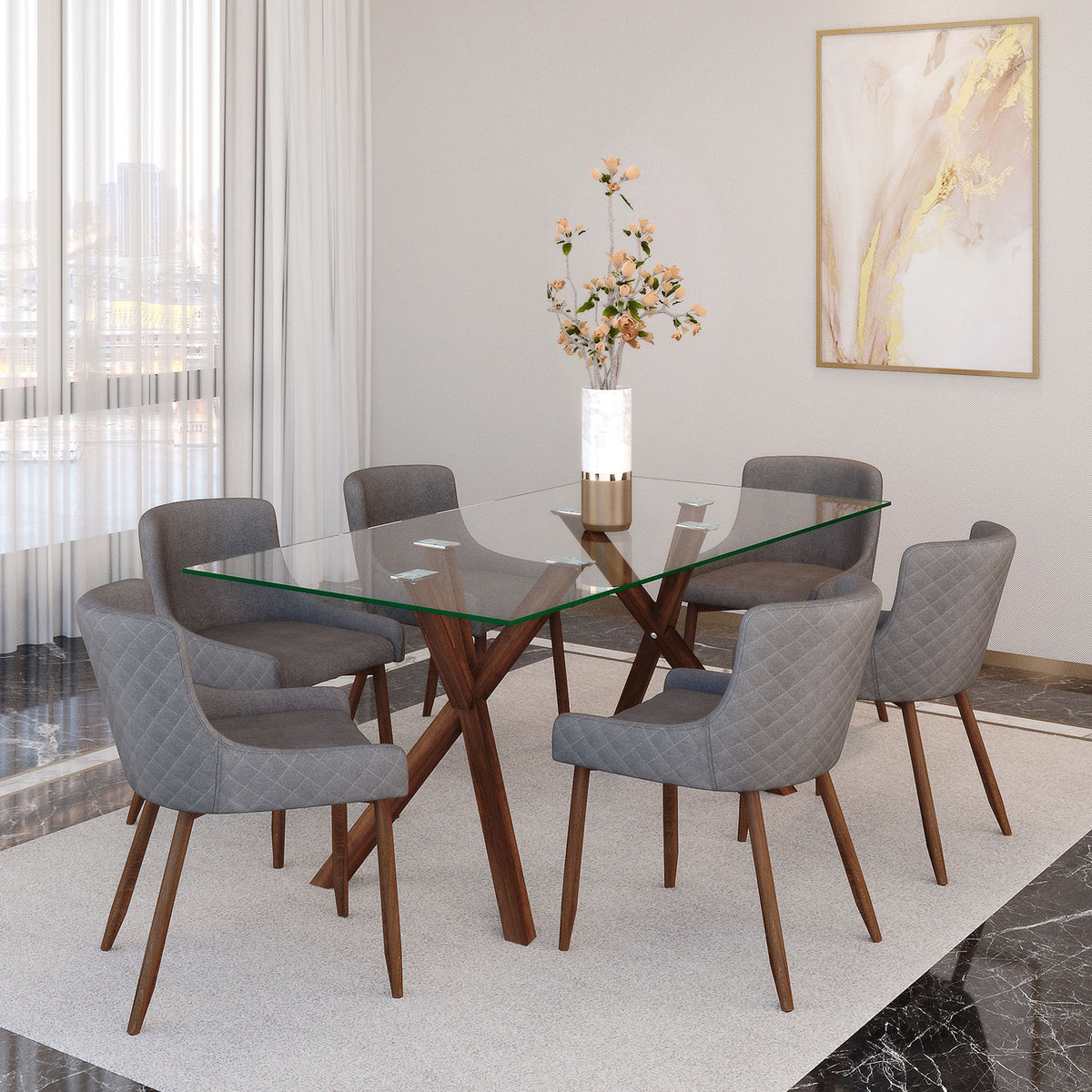 Stark Rectangular Dining Table, 71" – Walnut – 6