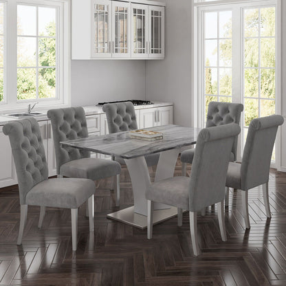 Bianca Dining Chair, Set of 2, in Grey and Black Leg