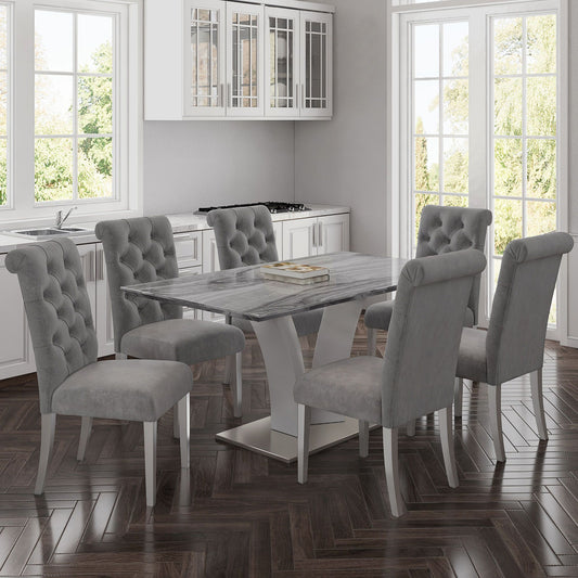 Bianca Dining Chair, Set of 2, in Grey and Black Leg
