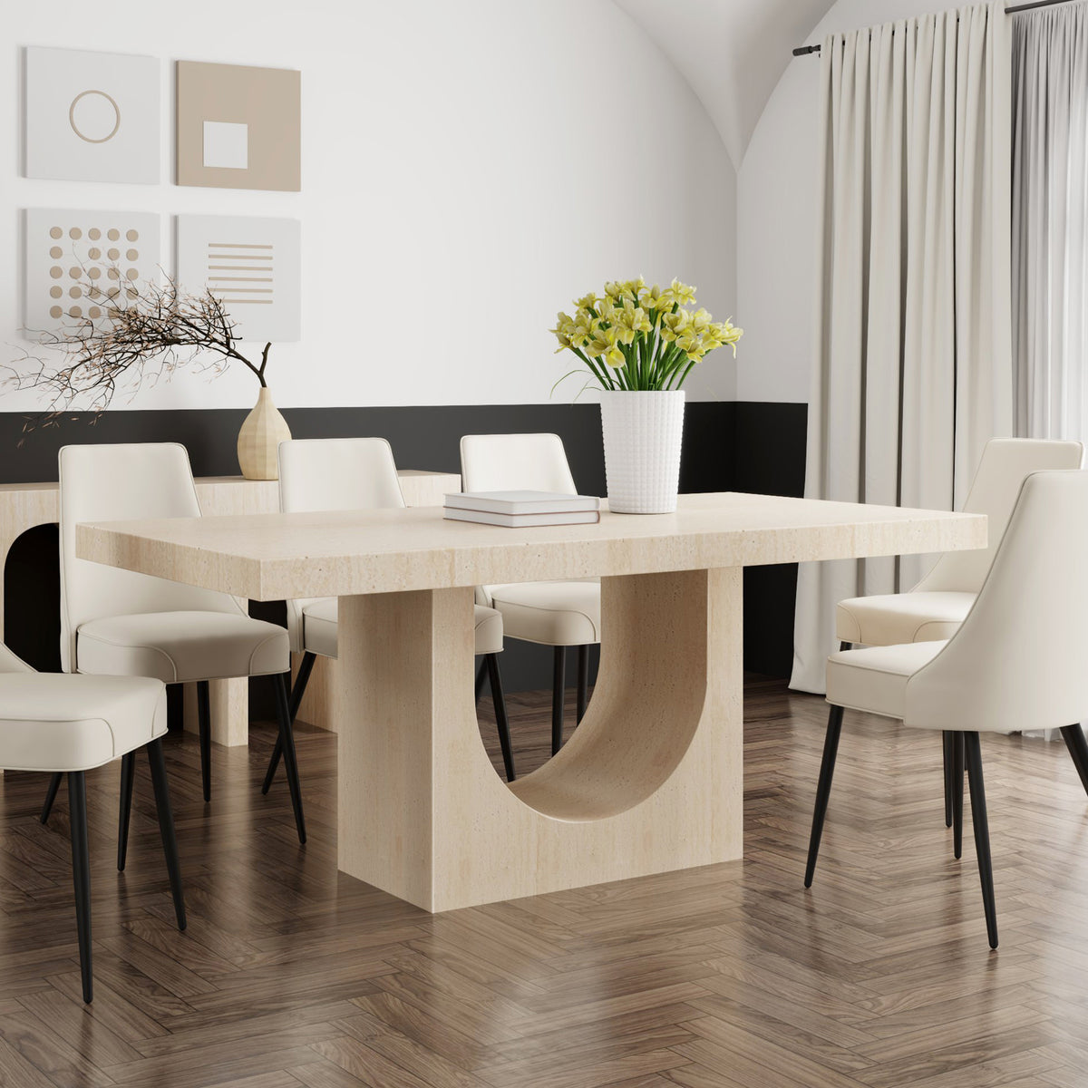 Aurelia Rectangular Dining Table, 71" – Travertine – 2