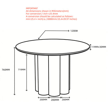 Seaton Round Dining Table, 47" in Walnut and Travertine