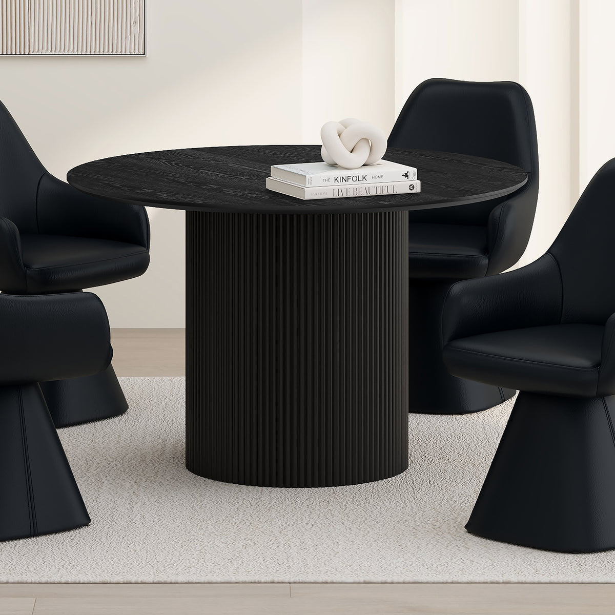 Tovas Round Dining Table, 47" in Black