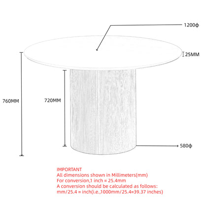 Tovas Round Dining Table, 47" in Black