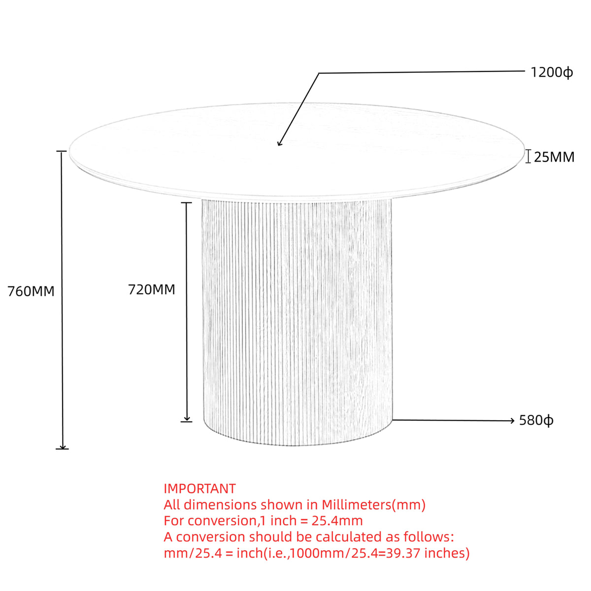 Tovas Round Dining Table, 47" in Natural