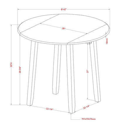 Conrad Round Drop-Leaf Dining Table, 42" – Black – 8