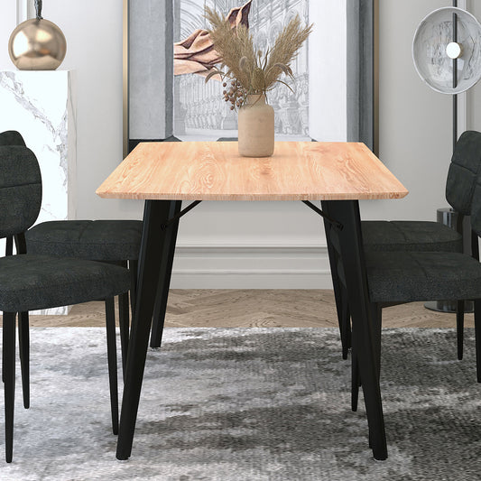Leon Rectangular Dining Table, 59" in Natural and Black