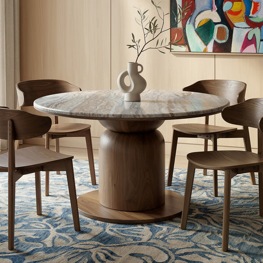 Martina Round Dining Table, 50" in Walnut