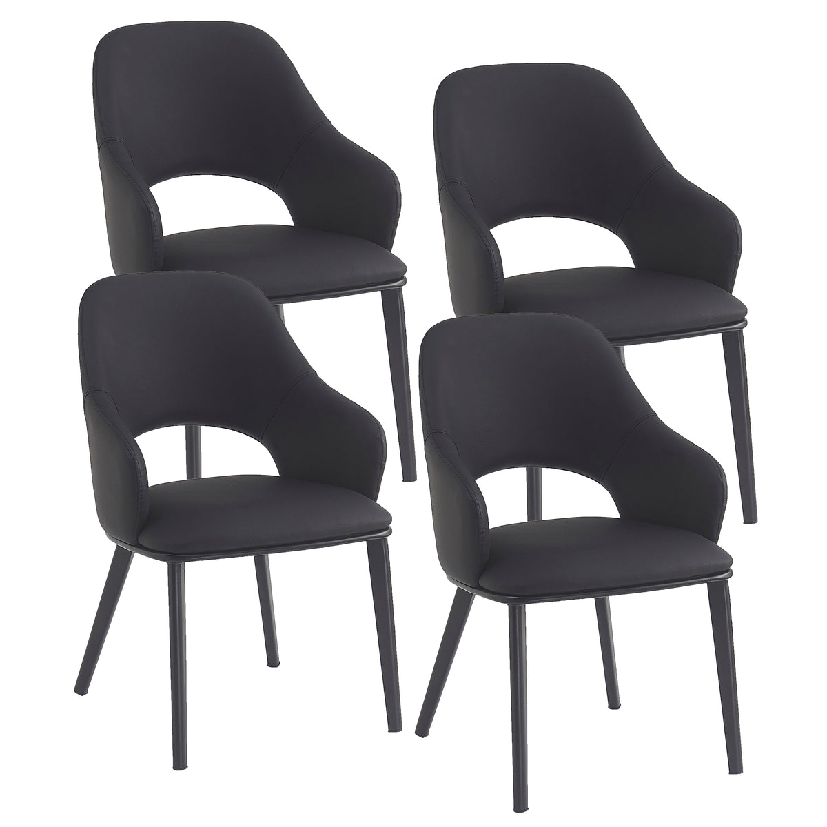 Denzel Dining/Lounge Chair, Set of 4 – Black and Black – 7