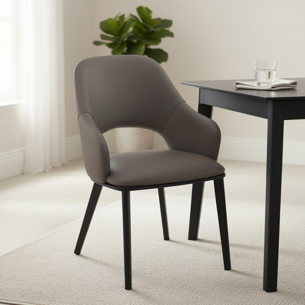 Denzel Dining/Lounge Chair, Set of 4 – Stone and Black – 1