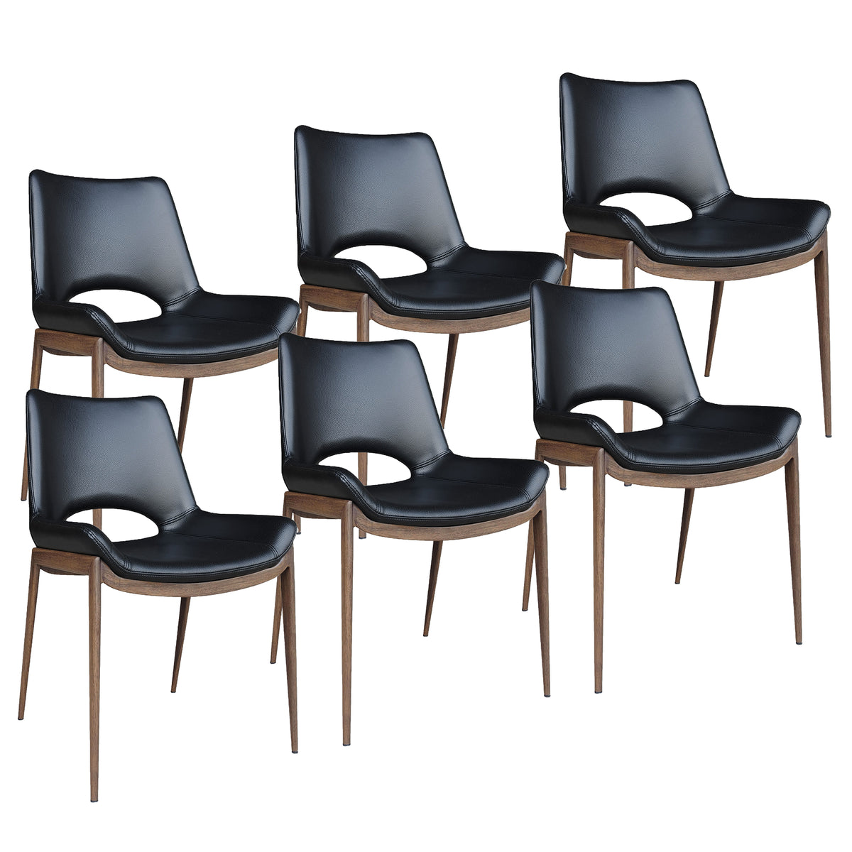 Icona Dining/Lounge Chair, Set of 6 – Black and Walnut – 7