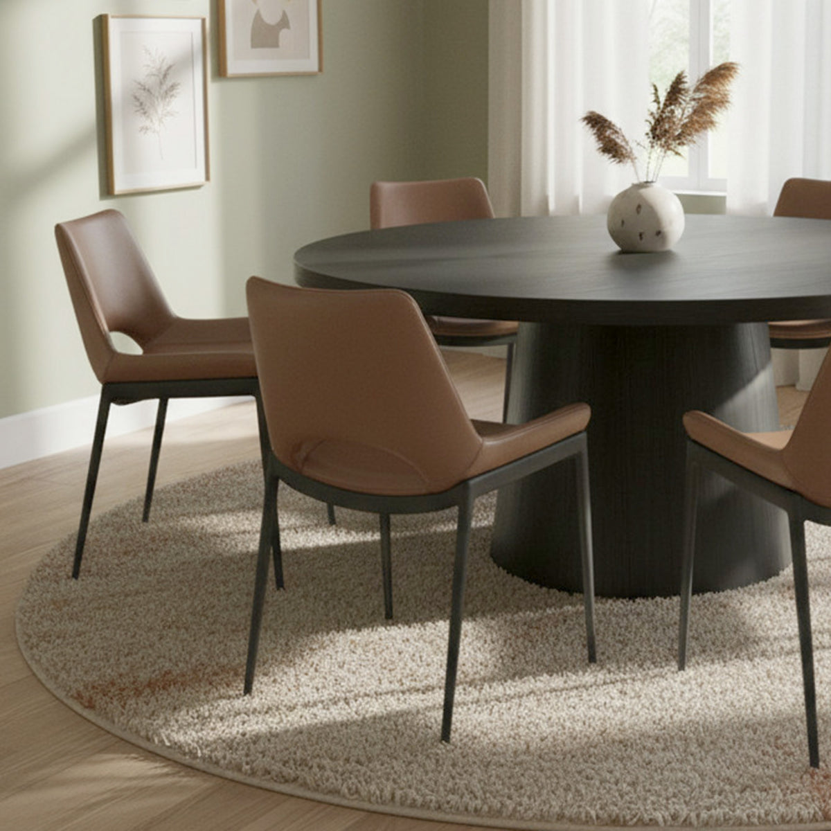 Icona Dining/Lounge Chair, Set of 6 – Saddle and Black – 1