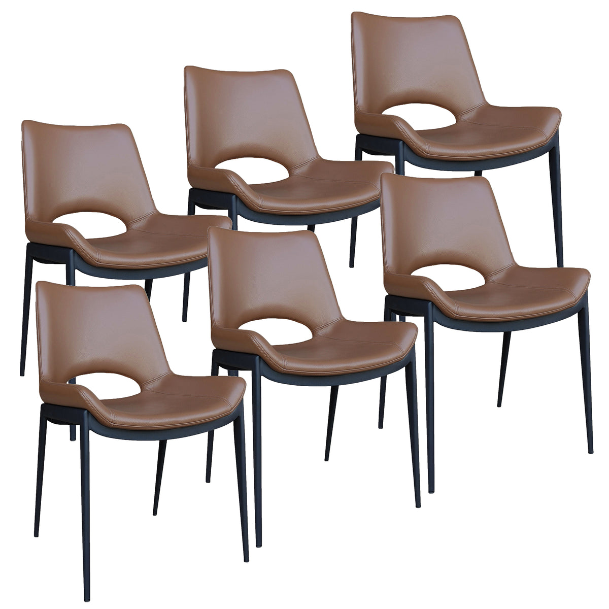 Icona Dining/Lounge Chair, Set of 6 – Saddle and Black – 7