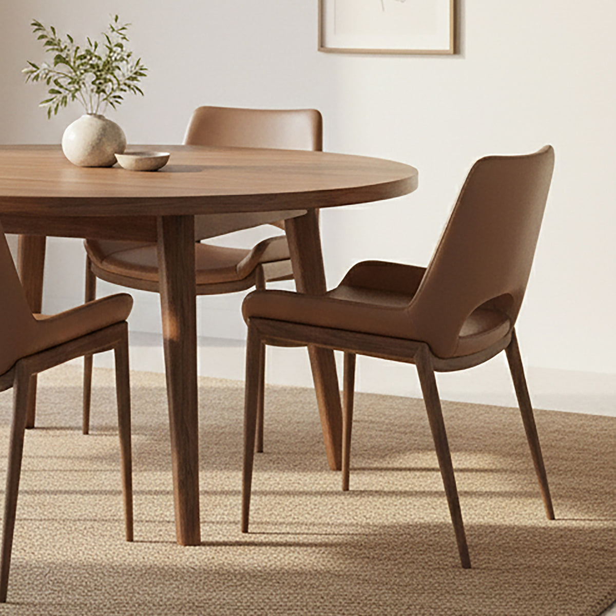 Icona Dining/Lounge Chair, Set of 6 – Saddle and Walnut – 1