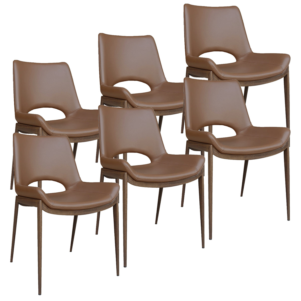 Icona Dining/Lounge Chair, Set of 6 – Saddle and Walnut – 7