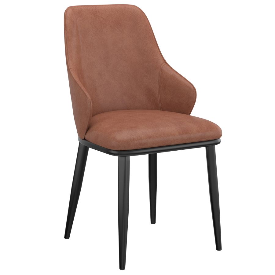 Kash Dining Chair, Faux Leather, set of 2, in Saddle and Black