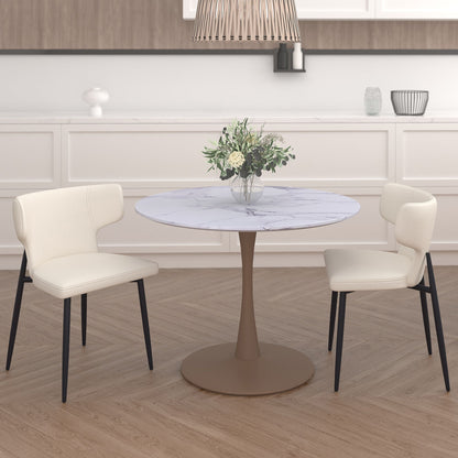 Olis Dining Chair, Set of 2, in Beige Fabric and Black