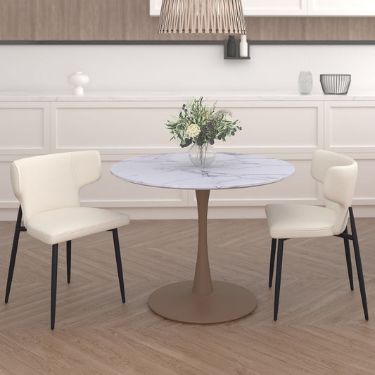 Olis Dining Chair, Set of 2, in Beige Fabric and Black