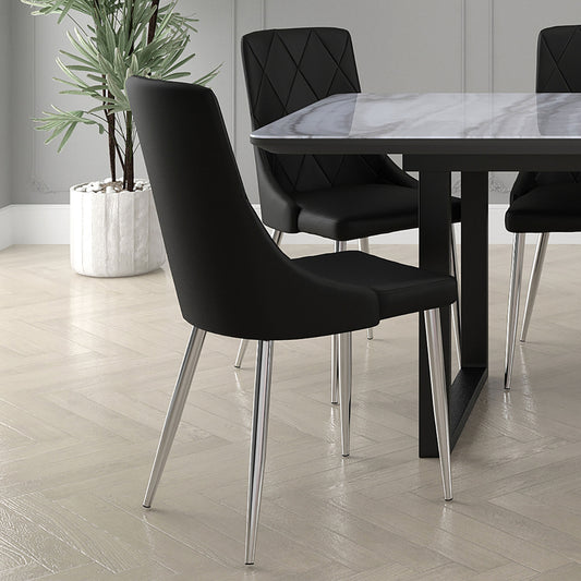 Devo Dining/Lounge Chair, Set of 2 in Black and Chrome