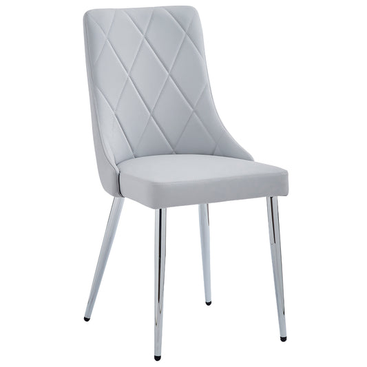 Devo Dining/Lounge Chair, Set of 2 in Light Grey and Chrome