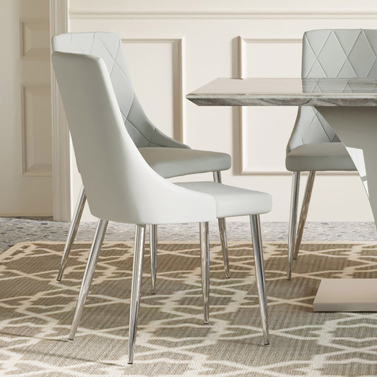 Devo Dining/Lounge Chair, Set of 2 in Light Grey and Chrome