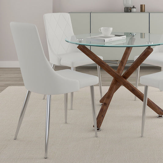 Devo Dining Chair, Set of 2, in White and Chrome