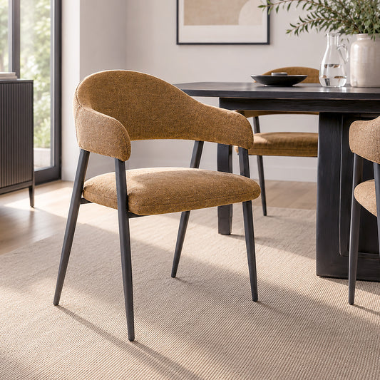Alfie Dining Chair, Set of 4 in Caramel and Black