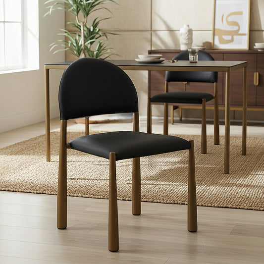 Auggie Dining/Lounge Chair, Set of 4 in Black and Aged Gold