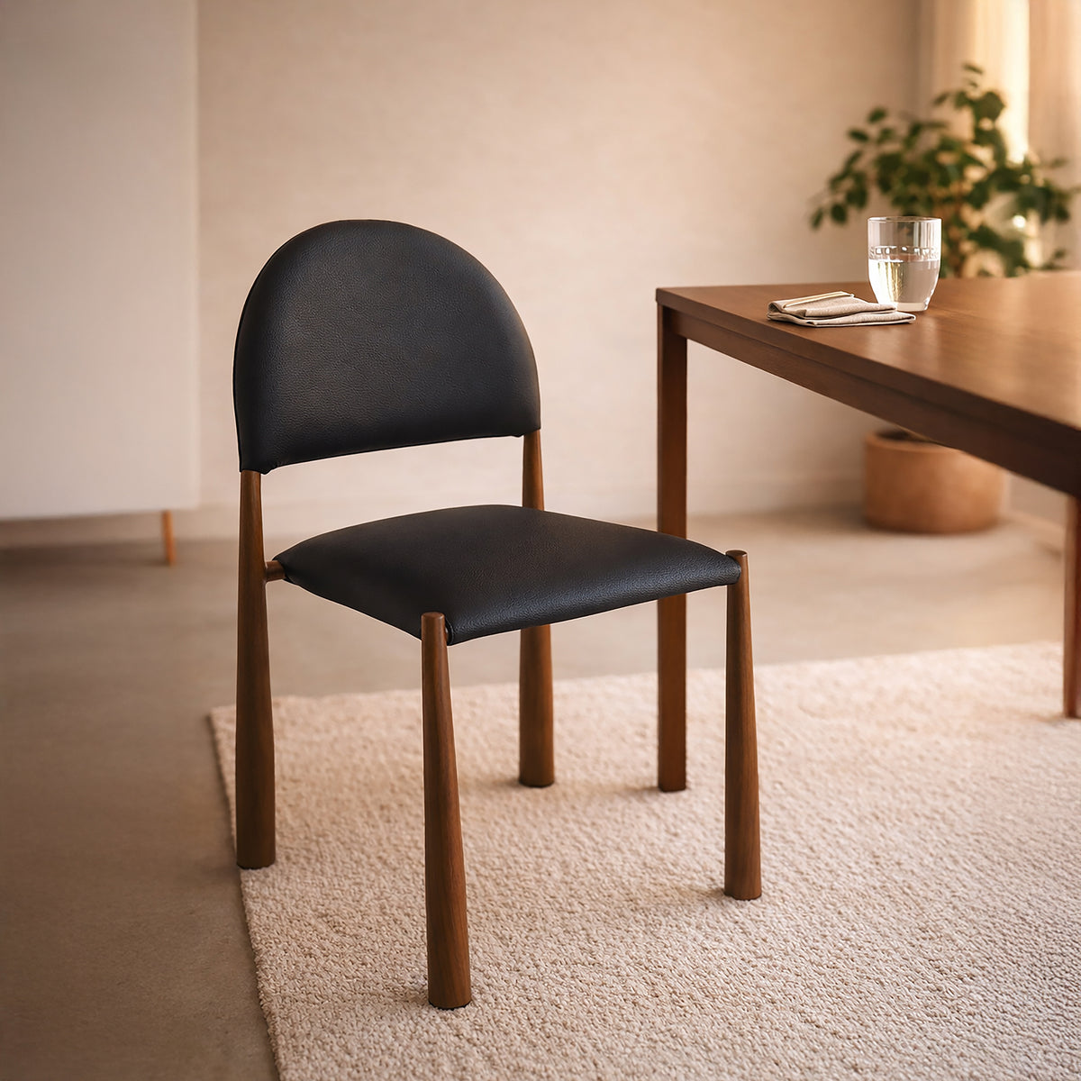 Auggie Dining/Lounge Chair, Set of 4 – Black and Walnut – 2