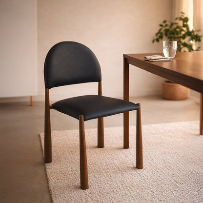 Auggie Dining/Lounge Chair, Set of 4 – Black and Walnut – 2