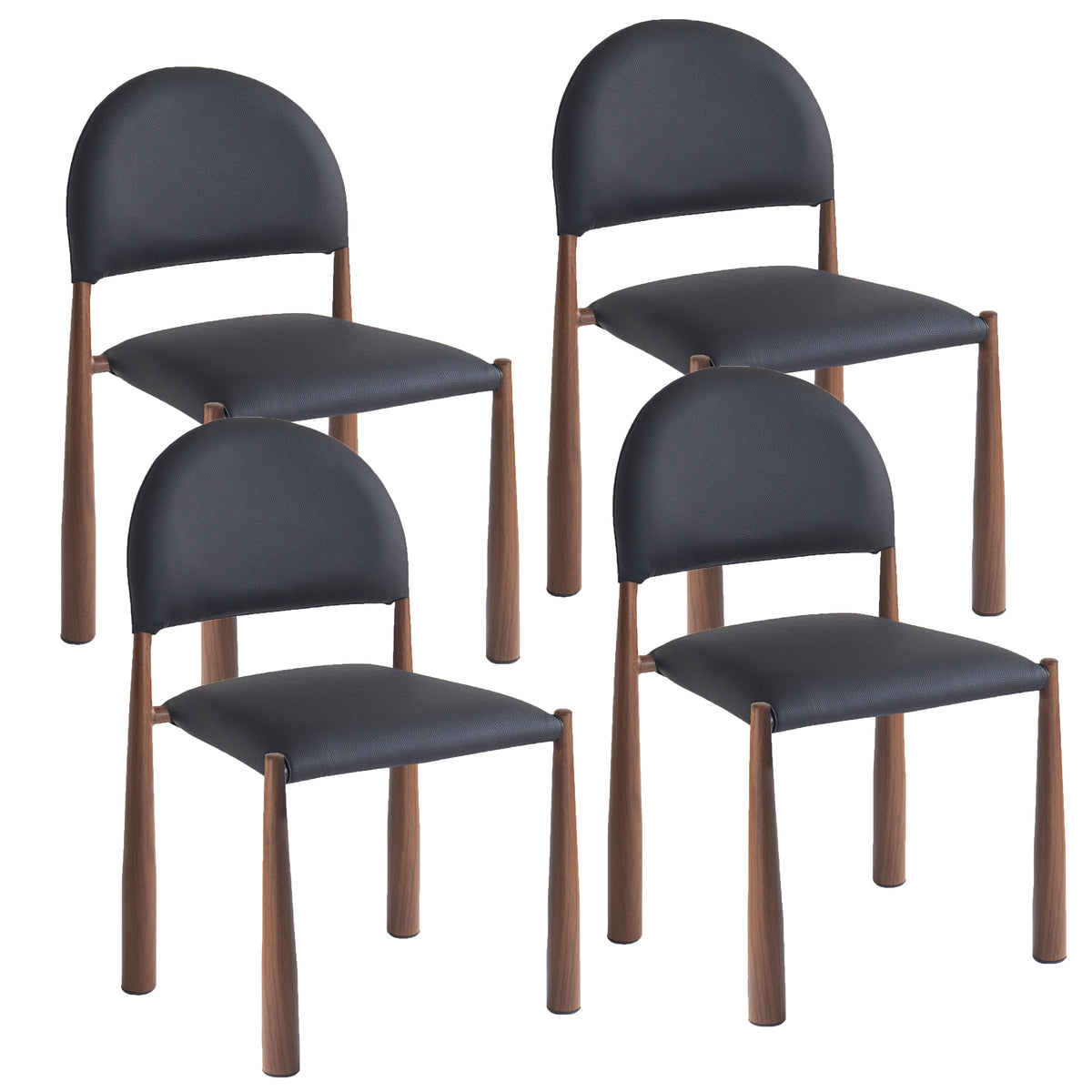 Auggie Dining/Lounge Chair, Set of 4 – Black and Walnut – 7