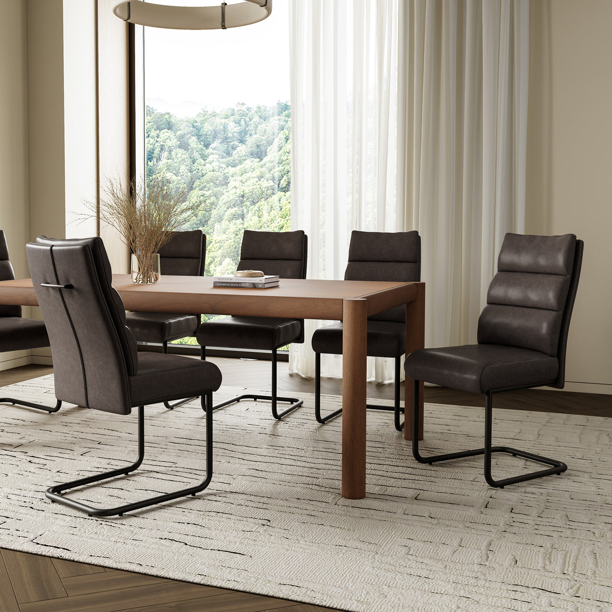 Brodi Dining/Lounge Chair, Set of 2 in Charcoal PU and Black