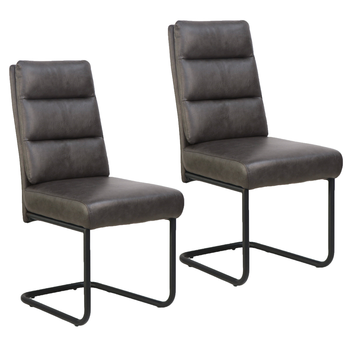 Brodi Dining/Lounge Chair, Set of 2 in Charcoal PU and Black