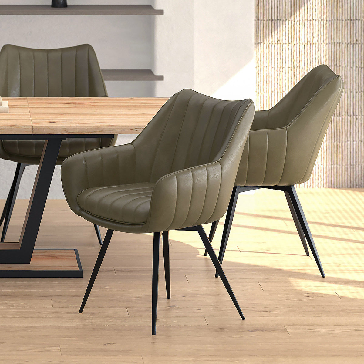 Talon Swivel Dining and Accent Chair, Set of 2 in Moss and Black